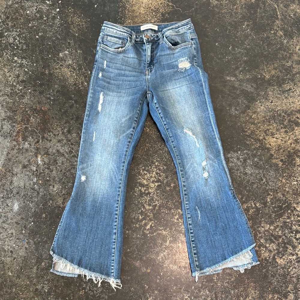 Flying Monkey Light Blue Distressed Flare Jeans